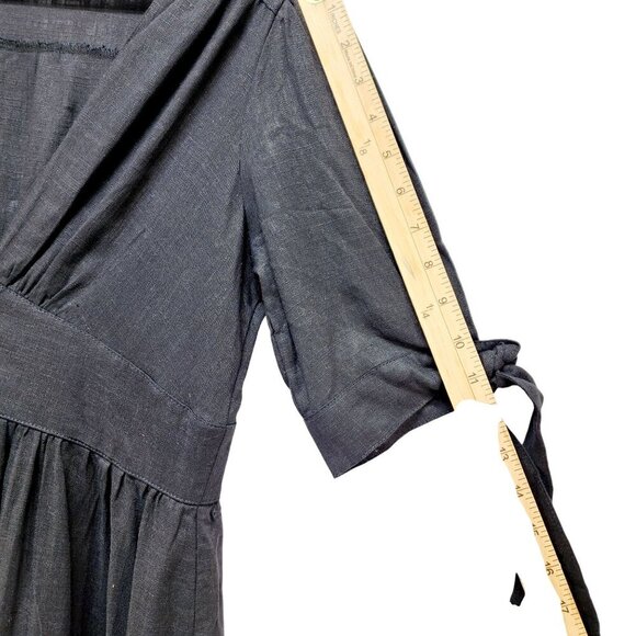 LocachyBuffalo Black womens Mariposa V Neck Button Front Dress Linen Size S - Picture 13 of 16